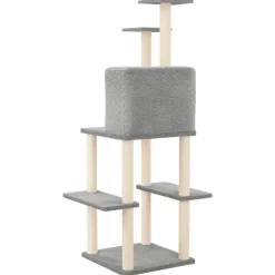 MAISON EXCLUSIVE - Arbre à chat avec griffoirs en sisal gris clair 144,5 cm