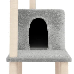 MAISON EXCLUSIVE - Arbre à chat avec griffoirs en sisal gris clair 144,5 cm