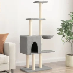 MAISON EXCLUSIVE - Arbre à chat avec griffoirs en sisal gris clair 145 cm