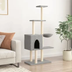MAISON EXCLUSIVE - Arbre à chat avec griffoirs en sisal gris clair 145 cm