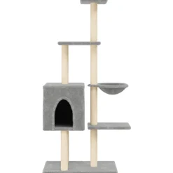 MAISON EXCLUSIVE - Arbre à chat avec griffoirs en sisal gris clair 145 cm