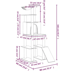 MAISON EXCLUSIVE - Arbre à chat avec griffoirs en sisal crème 166 cm