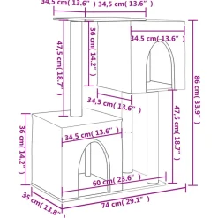 MAISON EXCLUSIVE - Arbre à chat avec griffoirs en sisal crème 86 cm