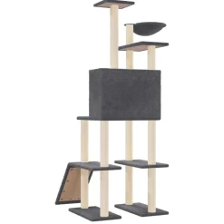 MAISON EXCLUSIVE - Arbre à chat avec griffoirs en sisal gris foncé 166 cm