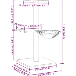 MAISON EXCLUSIVE - Arbre à chat avec griffoirs en sisal crème 72 cm