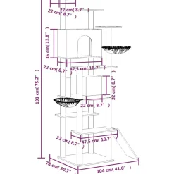 MAISON EXCLUSIVE - Arbre à chat avec griffoirs en sisal gris foncé 191 cm