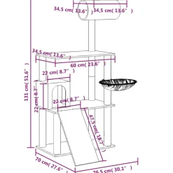 MAISON EXCLUSIVE - Arbre à chat avec griffoirs en sisal gris foncé 131 cm