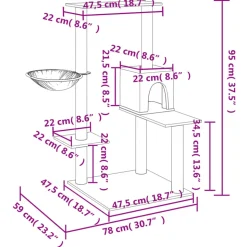 MAISON EXCLUSIVE - Arbre à chat avec griffoirs en sisal gris foncé 95 cm