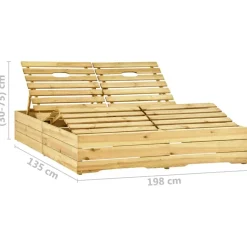 MAISON EXCLUSIVE - Chaise longue double avec coussins bois de pin imprégné