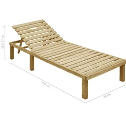 MAISON EXCLUSIVE - Chaise longue avec coussin rouge bois de pin imprégné
