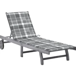 MAISON EXCLUSIVE - Chaise longue de jardin avec coussin gris bois d'acacia solide
