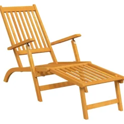 MAISON EXCLUSIVE - Chaise longue d'extérieur repose-pieds et table acacia solide
