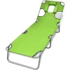 MAISON EXCLUSIVE - Chaise longue avec coussin de tête acier enduit de poudre vert