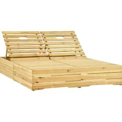 MAISON EXCLUSIVE - Chaise longue double et coussins gris bois de pin imprégné