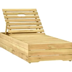 MAISON EXCLUSIVE - Chaise longue avec coussin bordeaux bois de pin imprégné