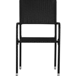 MAISON EXCLUSIVE - Chaise à dîner de jardin empilable lot de 4 noir résine tressée