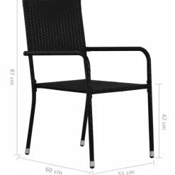 MAISON EXCLUSIVE - Chaise à dîner de jardin empilable lot de 4 noir résine tressée