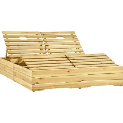 MAISON EXCLUSIVE - Chaise longue double et coussins gris bois de pin imprégné
