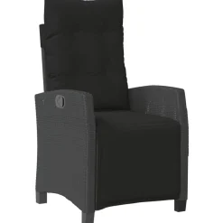 MAISON EXCLUSIVE - Chaise inclinable de jardin et repose-pied noir résine tressée
