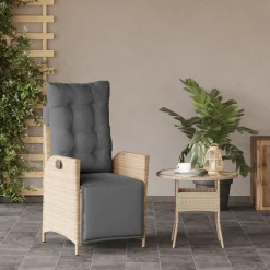 MAISON EXCLUSIVE - Chaise inclinable de jardin et repose-pied mélange beige rotin