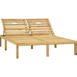 MAISON EXCLUSIVE - Chaise longue double avec coussins bois de pin imprégné