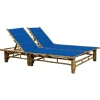 MAISON EXCLUSIVE - Chaise longue pour 2 personnes avec coussins bambou