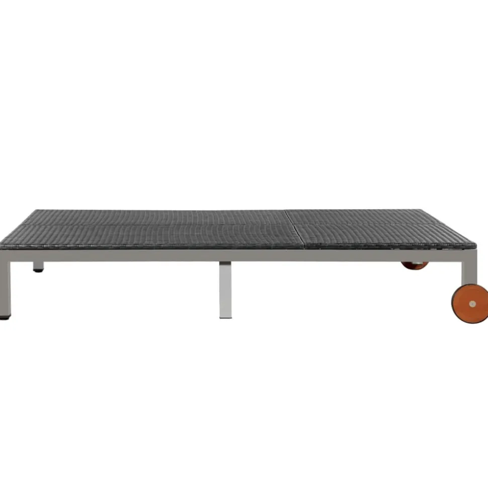 MAISON EXCLUSIVE - Chaise longue double avec roues résine tressée noir