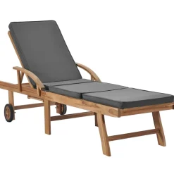 MAISON EXCLUSIVE - Chaises longues et coussins 2pcs bois de teck solide gris foncé