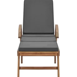 MAISON EXCLUSIVE - Chaises longues et coussins 2pcs bois de teck solide gris foncé