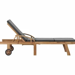 MAISON EXCLUSIVE - Chaises longues et coussins 2pcs bois de teck solide gris foncé