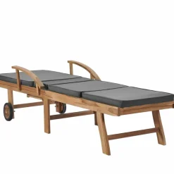 MAISON EXCLUSIVE - Chaises longues et coussins 2pcs bois de teck solide gris foncé