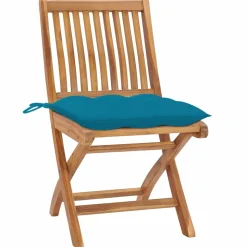 MAISON EXCLUSIVE - Chaises de jardin lot de 2 avec coussins bleu clair teck massif