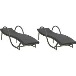 MAISON EXCLUSIVE - Chaises longues lot de 2 avec coussins gris résine tressée