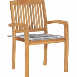 MAISON EXCLUSIVE - Chaises de jardin empilables avec coussins lot de 8 teck solide