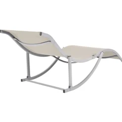 MAISON EXCLUSIVE - Chaises longues pliables lot de 2 crème textilène