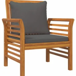 MAISON EXCLUSIVE - Chaises de canapé coussins gris foncé lot de 2 acacia massif
