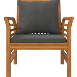 MAISON EXCLUSIVE - Chaises de canapé coussins gris foncé lot de 2 acacia massif