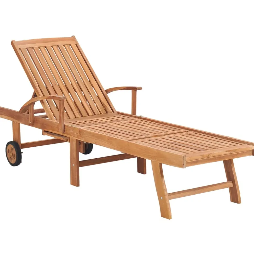 MAISON EXCLUSIVE - Chaises longues lot de 2 avec coussin rouge bois de teck solide