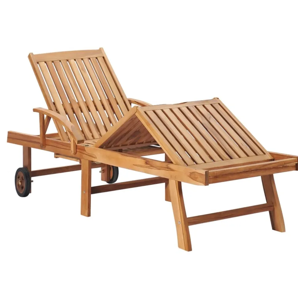MAISON EXCLUSIVE - Chaises longues lot de 2 avec coussin rouge bois de teck solide