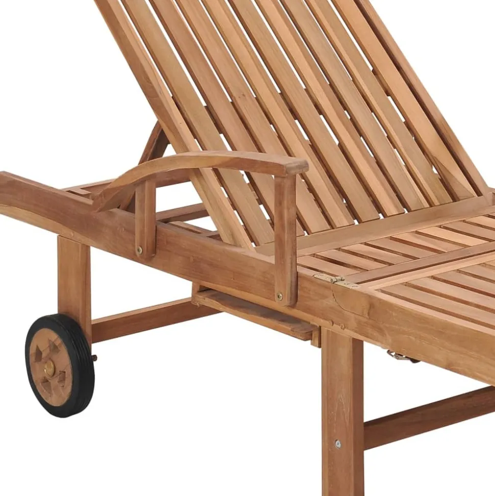 MAISON EXCLUSIVE - Chaises longues lot de 2 avec coussin rouge bois de teck solide
