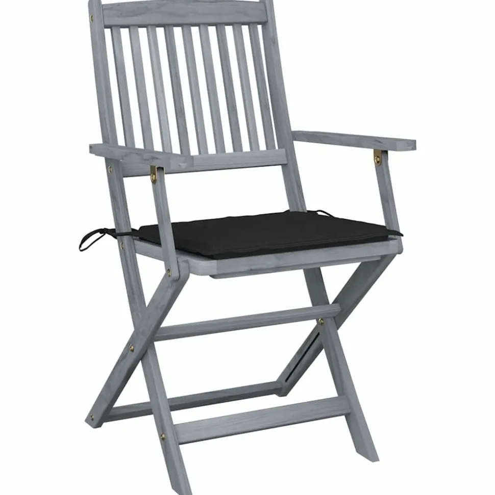 MAISON EXCLUSIVE - Chaises pliables d'extérieur lot de 2 et coussins bois d'acacia