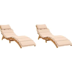 MAISON EXCLUSIVE - Chaises longues avec coussins lot de 2 beige bois massif acacia
