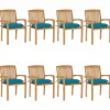MAISON EXCLUSIVE - Chaises de jardin empilables avec coussins lot de 8 teck solide