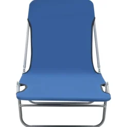 MAISON EXCLUSIVE - Chaises longues pliables lot de 2 acier et tissu bleu