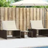 MAISON EXCLUSIVE - Chaises longues 2 pièces avec table en résine tressée marron