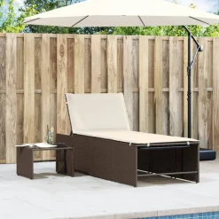 MAISON EXCLUSIVE - Chaises longues 2 pièces avec table en résine tressée marron