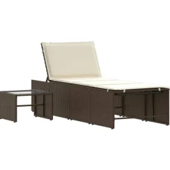 MAISON EXCLUSIVE - Chaises longues 2 pièces avec table en résine tressée marron