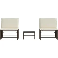 MAISON EXCLUSIVE - Chaises longues 2 pièces avec table en résine tressée marron