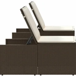 MAISON EXCLUSIVE - Chaises longues 2 pièces avec table en résine tressée marron