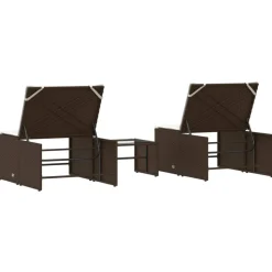 MAISON EXCLUSIVE - Chaises longues 2 pièces avec table en résine tressée marron